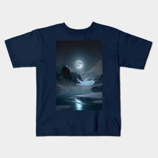 Painting of Full moon shining on the lake on a calm summer night Kids T-Shirt